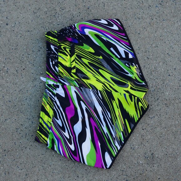 Fabletics M Carrie Running Shorts Neon Abstract Zebra Print Wicking - Picture 6 of 7
